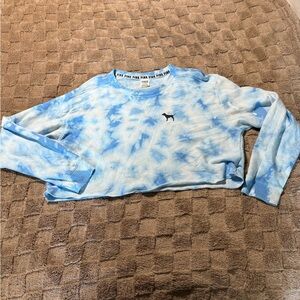Victoria's Secret Pink Blue Tie-Dye Sweatshirt Crop Top